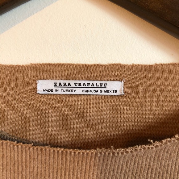 ZARA Trafaluc Soft Bell Sleeve Sweater Tan - Picture 6 of 14